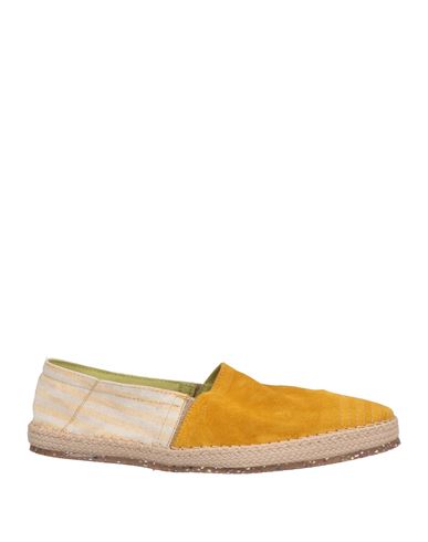 Brimarts Man Espadrilles Mustard Size 8 Soft Leather, Textile Fibers In Yellow