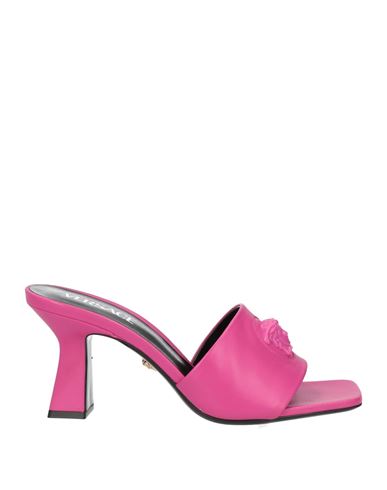 Versace Woman Sandals Fuchsia Size 8 Soft Leather In Pink