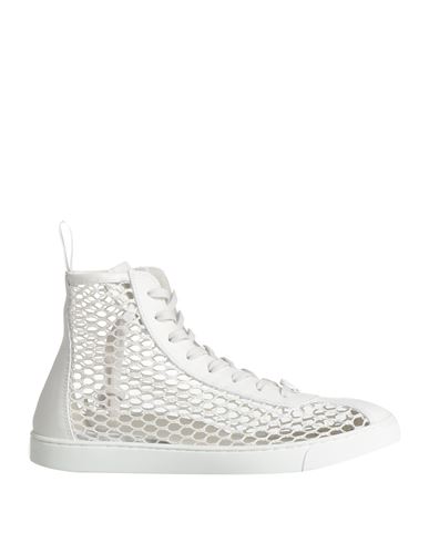 Gianvito Rossi Woman Sneakers White Size 9 Soft Leather, Textile Fibers
