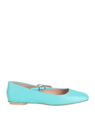 Max & Co . Woman Ballet Flats Turquoise Size 6 Soft Leather In Blue