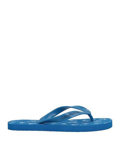 Calvin Klein Man Toe Strap Sandals Azure Size 10 Rubber In Blue