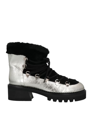 Ballin Woman Ankle Boots Silver Size 7.5 Soft Leather, Textile Fibers