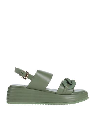 Emanuélle Vee Woman Sandals Military Green Size 6 Soft Leather