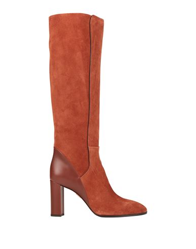 Santoni Woman Knee Boots Rust Size 7 Soft Leather In Red