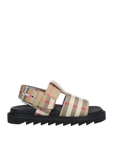 Burberry Babies' Leather Archive Check Sandals In Archive Beige Check