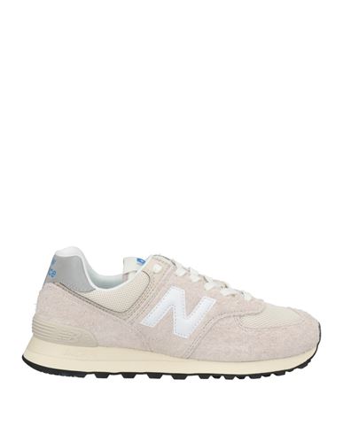New Balance Man Sneakers Ivory Size 8.5 Leather, Textile Fibers In White