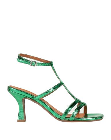 Lorenzo Mari Woman Sandals Green Size 11 Soft Leather In Green
