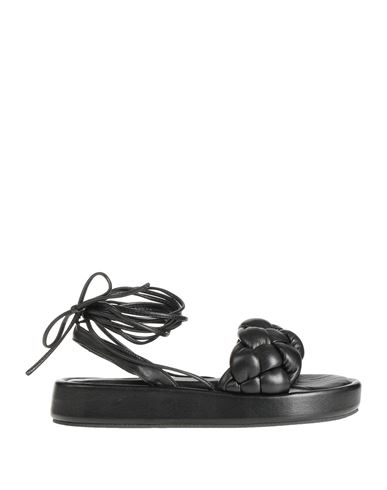Paolo Mattei Woman Sandals Black Size 10 Textile Fibers
