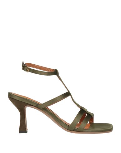 Lorenzo Mari Woman Sandals Military Green Size 10 Textile Fibers