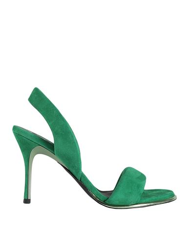 Furla Woman Sandals Green Size 6 Ovine Leather, Polyurethane
