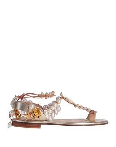 Elina Linardaki Woman Toe Strap Sandals Platinum Size 6 Soft Leather In Grey