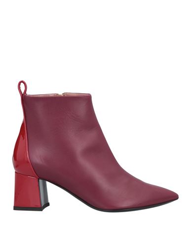 Pollini Woman Ankle Boots Burgundy Size 7 Soft Leather In Red