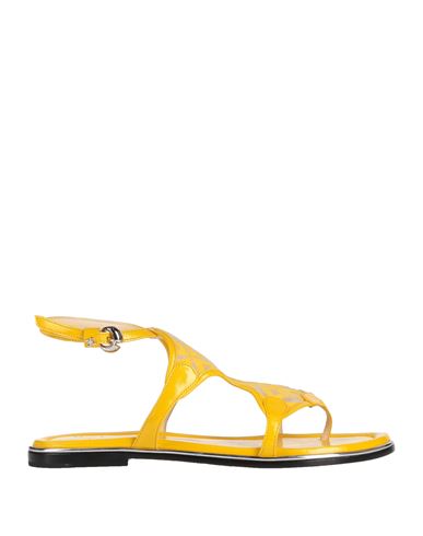 Fabi Woman Thong Sandal Yellow Size 7 Textile Fibers, Leather