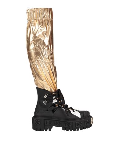 Dolce & Gabbana Woman Knee Boots Gold Size 6.5 Textile Fibers