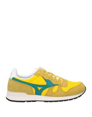 Mizuno Man Sneakers Ocher Size 8.5 Soft Leather, Textile Fibers In Yellow