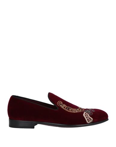 Dolce & Gabbana Man Loafers Burgundy Size 8 Cotton In Red