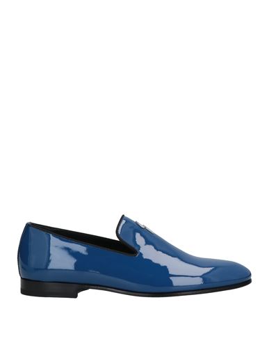 Giuseppe Zanotti Man Loafers Bright Blue Size 14 Soft Leather
