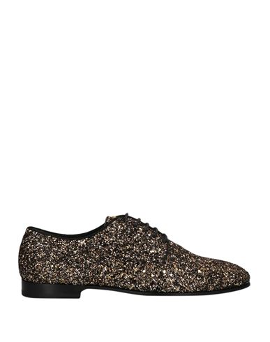 Giuseppe Zanotti Man Lace-up Shoes Gold Size 14 Textile Fibers