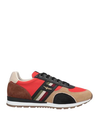 Aeronautica Militare Man Sneakers Tomato Red Size 11 Soft Leather, Textile Fibers