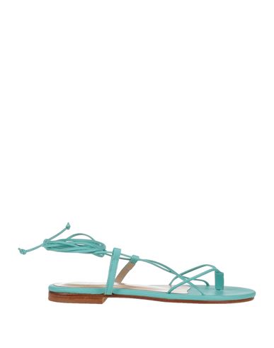 Arkivio Woman Toe Strap Sandals Turquoise Size 7 Soft Leather In Blue