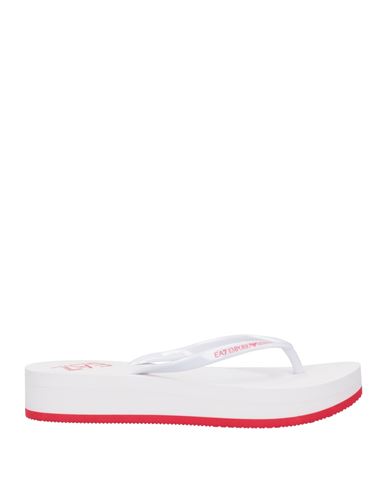 Ea7 Woman Toe Strap Sandals White Size 8 Pvc - Polyvinyl Chloride
