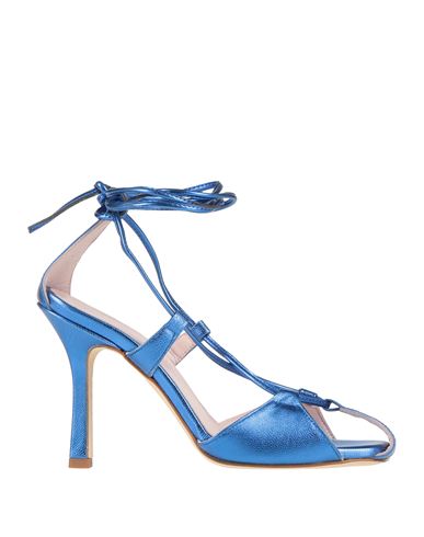 Luca Valentini Woman Sandals Bright Blue Size 5 Soft Leather