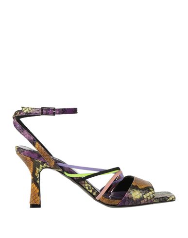 Msgm Woman Sandals Purple Size 6 Soft Leather In Multi