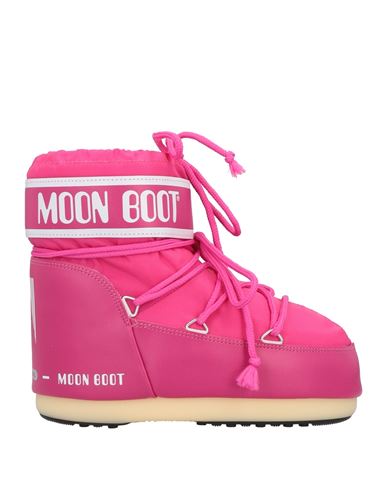Moon Boot Woman Ankle Boots Fuchsia Size 8-9.5 Nylon, Textile Fibers In Pink