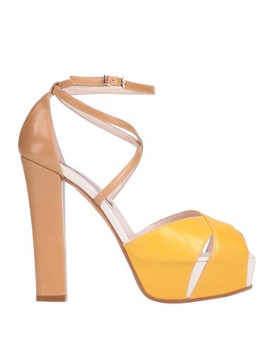 Guido Sgariglia Woman Sandals Yellow Size 5 Soft Leather In Multi