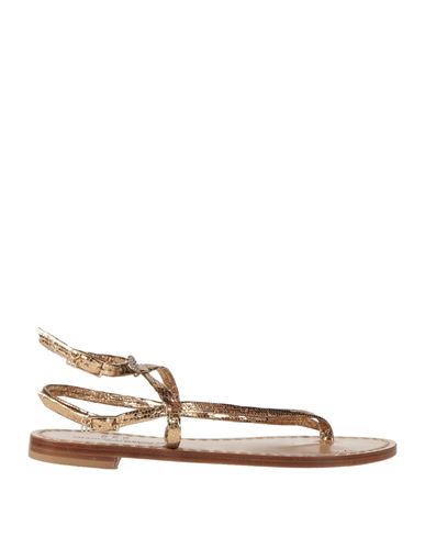 Emanuela Caruso Capri Woman Toe Strap Sandals Gold Size 5.5 Soft Leather