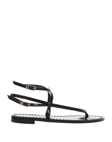 Emanuela Caruso Capri Woman Toe Strap Sandals Black Size 5.5 Soft Leather