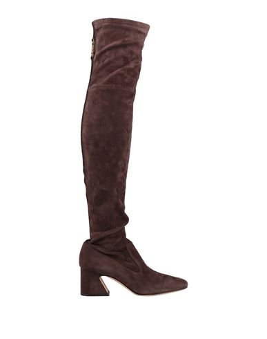 Alberta Ferretti Woman Boot Dark Brown Size 9 Textile Fibers, Soft Leather