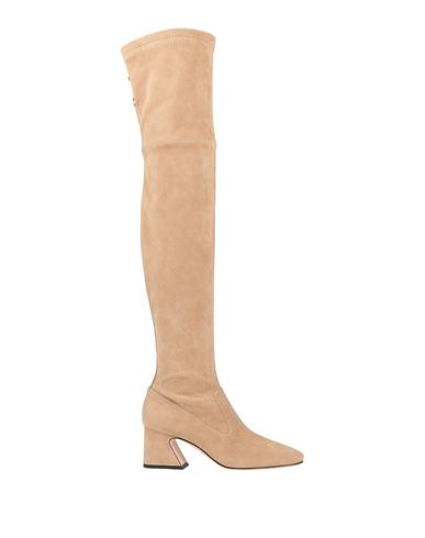 Alberta Ferretti Woman Boot Beige Size 11 Textile Fibers, Soft Leather