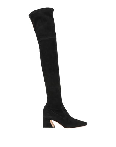 Alberta Ferretti Woman Boot Black Size 6 Textile Fibers, Soft Leather