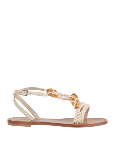 Alberta Ferretti Woman Sandals Off White Size 8 Leather, Textile Fibers In White