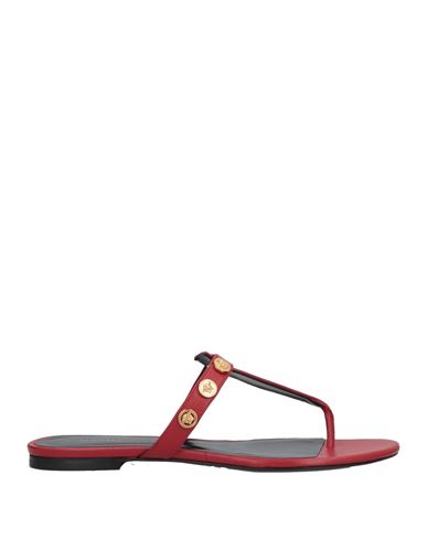 Versace Woman Toe Strap Sandals Red Size 10 Calfskin