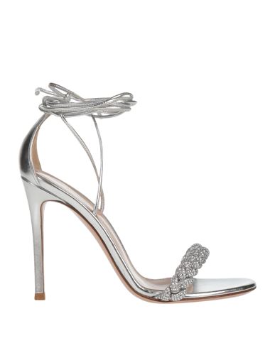 Shop Gianvito Rossi Woman Sandals Silver Size 6 Soft Leather, Crystal