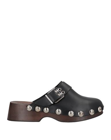 Ganni Studded Leather Mules In Black