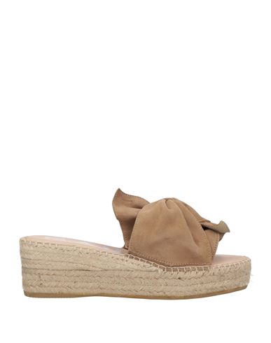 Manebi Manebí Woman Espadrilles Khaki Size 11 Soft Leather In Beige