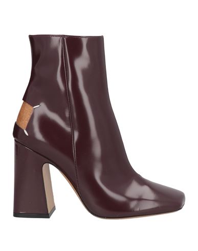 Maison Margiela Woman Ankle Boots Burgundy Size 11 Leather In Red