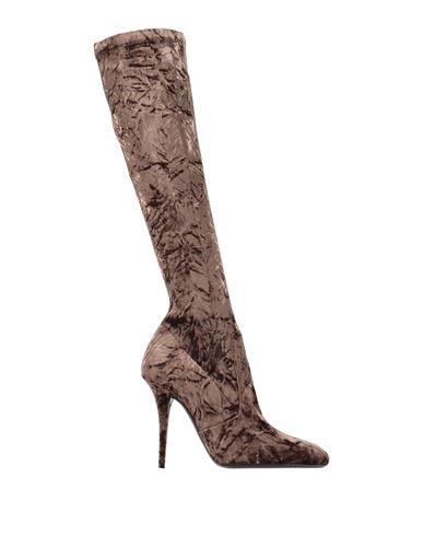 Saint Laurent Woman Knee Boots Dove Grey Size 10 Textile Fibers