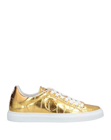 Cavalli Class Woman Sneakers Gold Size 6 Soft Leather