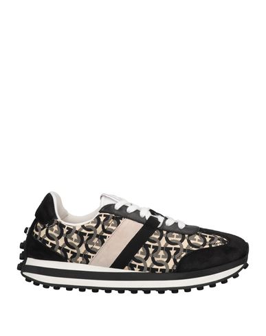 Ferragamo Gancini-print Low-top Sneakers In Black
