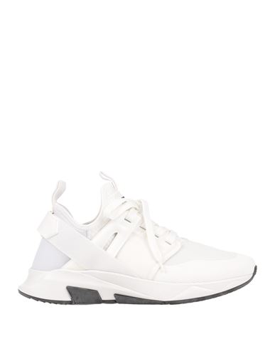 Shop Tom Ford Man Sneakers Off White Size 7.5 Calfskin, Polyester, Polyamide, Viscose, Cotton