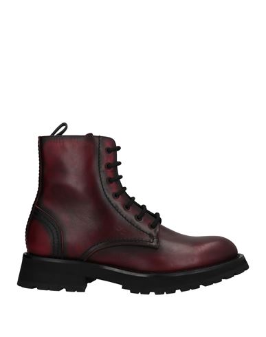 Alexander Mcqueen Man Ankle Boots Burgundy Size 11 Soft Leather In Red