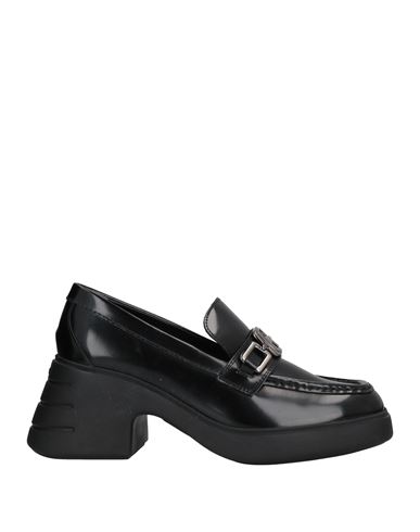 Hogan Woman Loafers Black Size 10 Soft Leather In Black