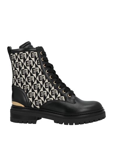 Elisabetta Franchi Woman Ankle Boots Black Size 9 Soft Leather, Textile Fibers