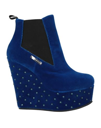 Alessandro Dell'acqua Woman Ankle Boots Bright Blue Size 10 Textile Fibers