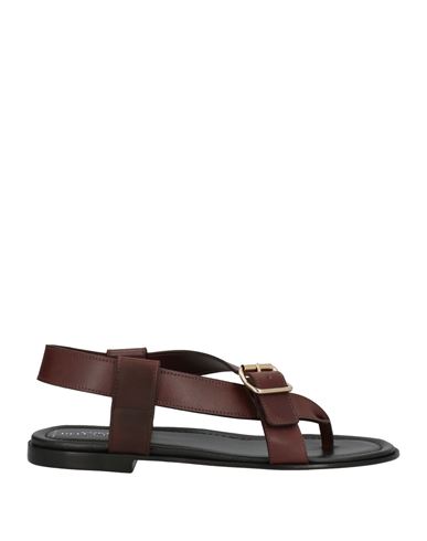 La Corte Della Pelle By Franco Ballin Woman Toe Strap Sandals Dark Brown Size 6 Soft Leather