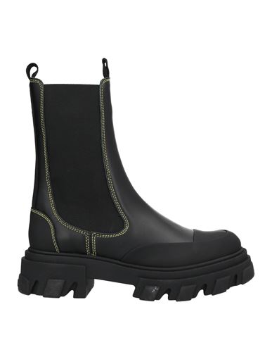 Ganni Elasticated-ankle Ridged-sole Boots In Black